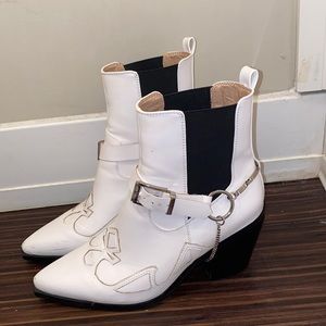 Nasty Gal White Western Booties